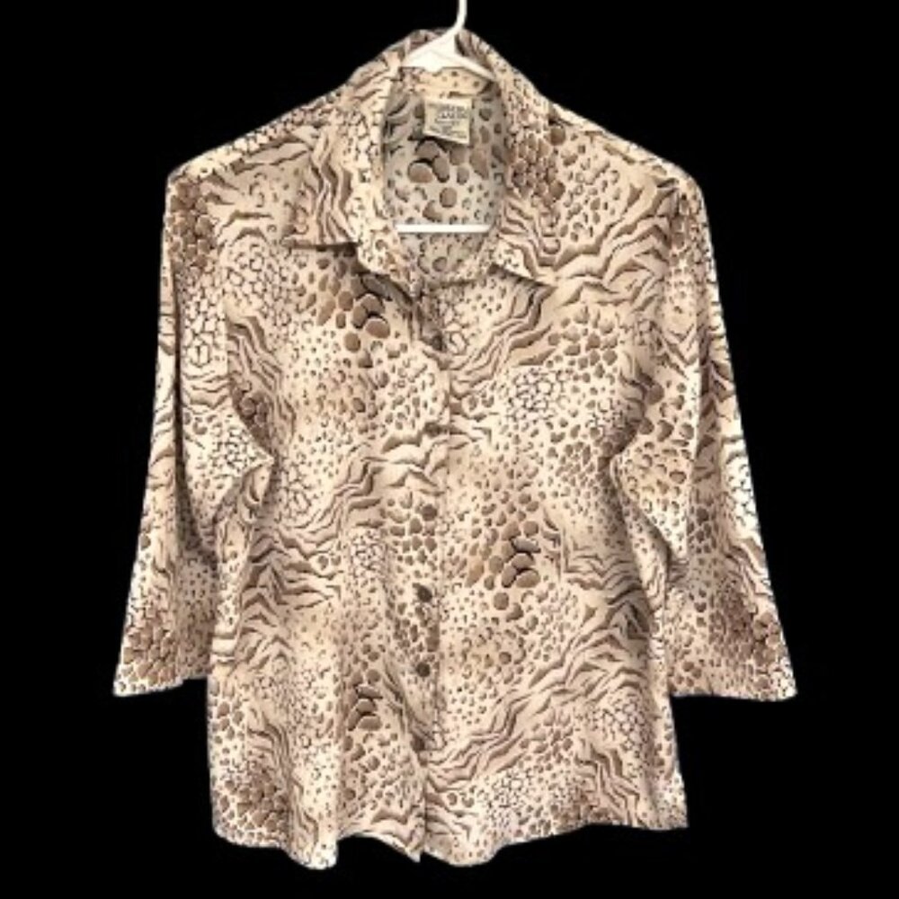 Allison Daley Animal Print Blouse 12 Petite